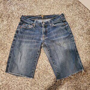 7 For All Mankind Boot Cut Cutoff Bermuda Jean Shorts 27